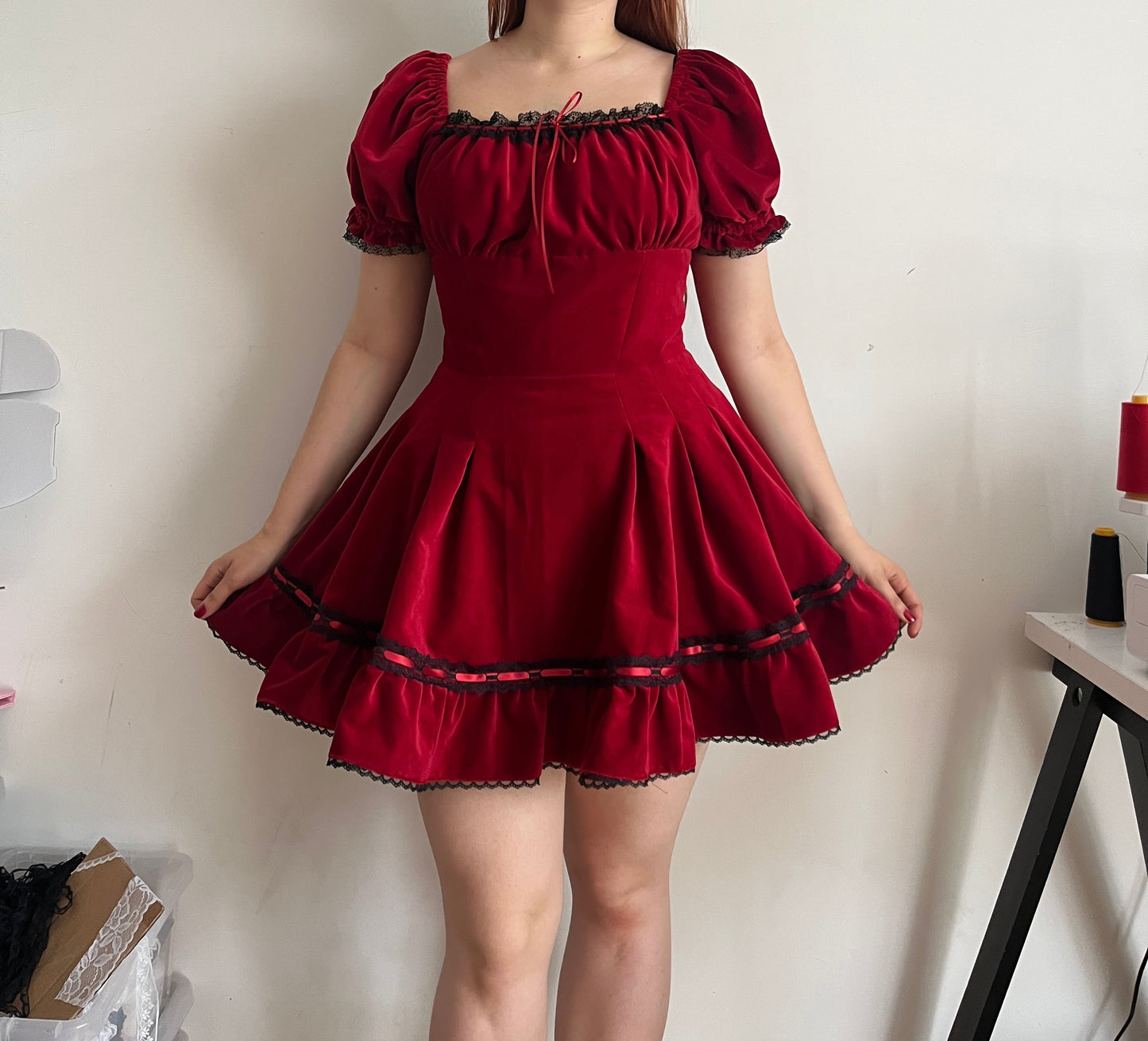 Amelie Dress in Cotton Velvet