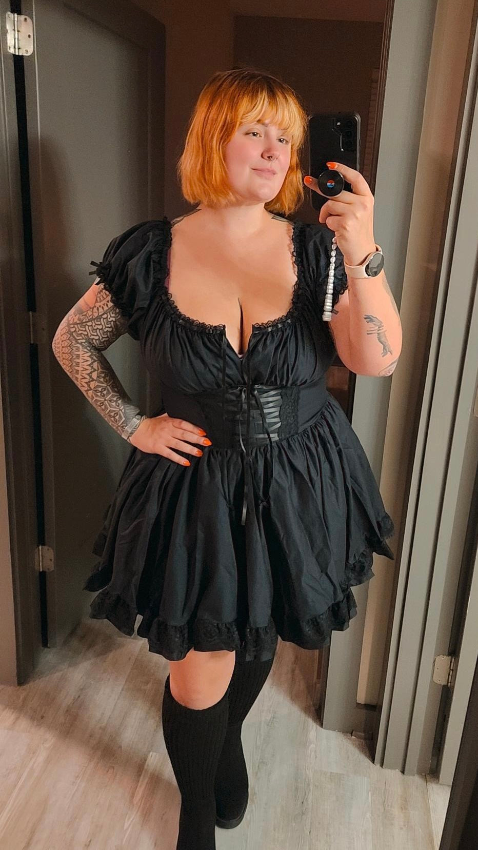 Frilie Dress in Black Cotton
