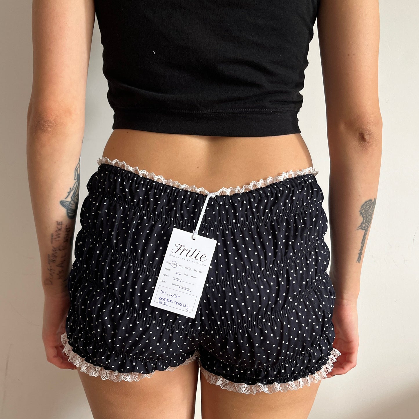Navy Polka Dot Cotton Shorts (XS/S)