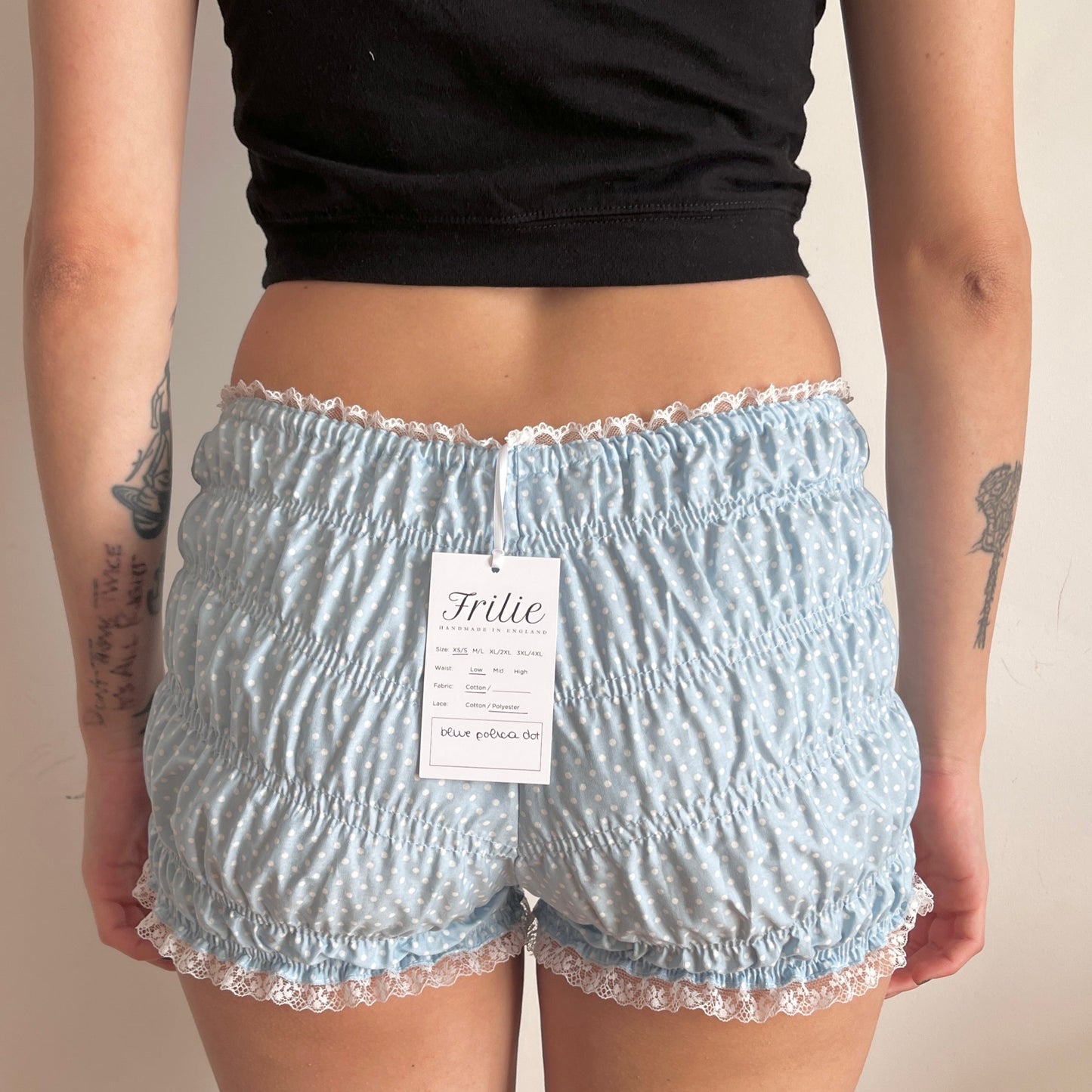 Blue Polka Dot Cotton Shorts (XS/S)