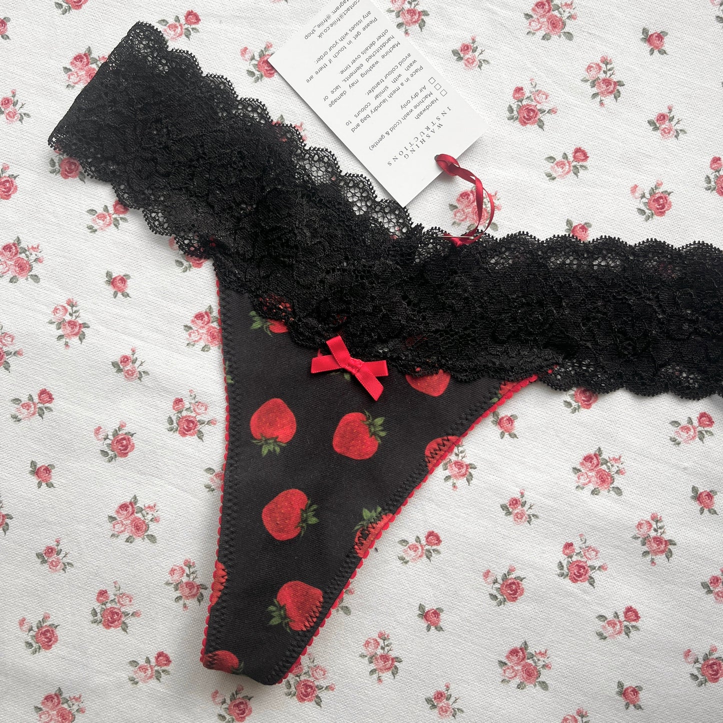 Black Strawberry Thong (S)