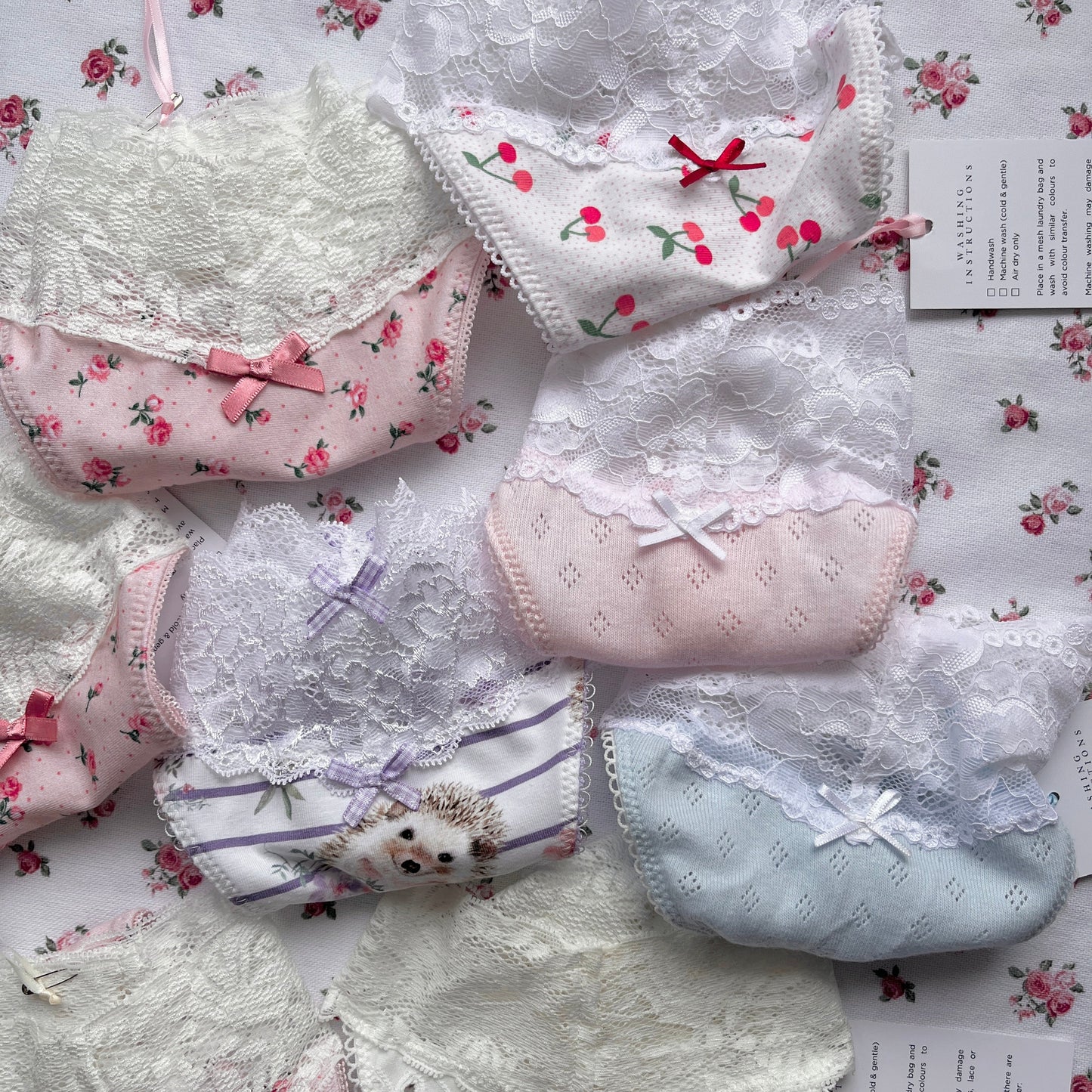 Pink Pointelle Cotton Thong (S)