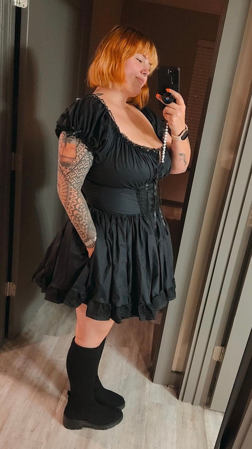 Frilie Dress in Black Cotton