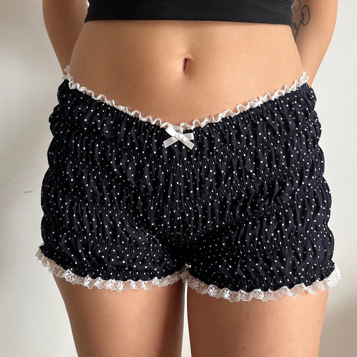 Navy Polka Dot Cotton Shorts (XS/S)