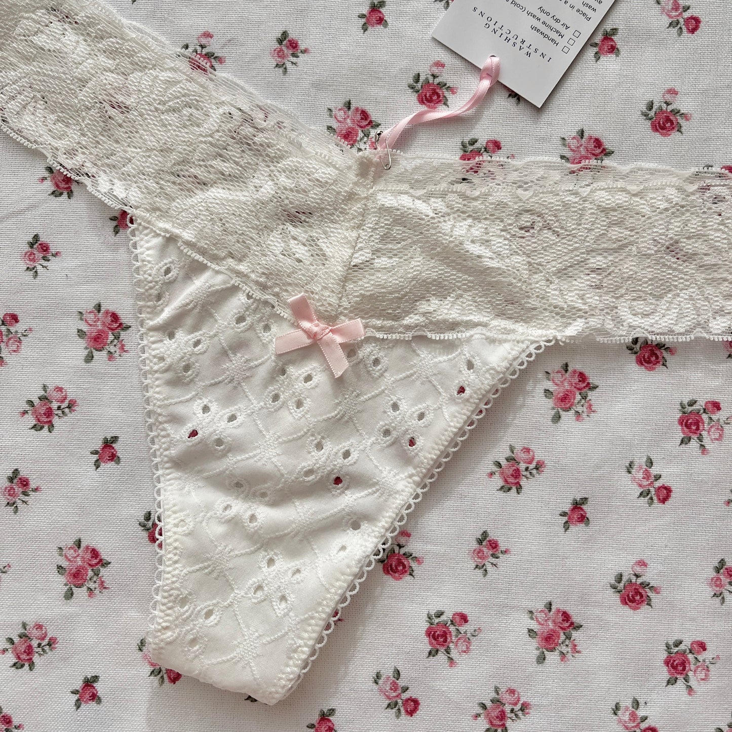 Ivory Broderie Anglaise Thong (XS -M)