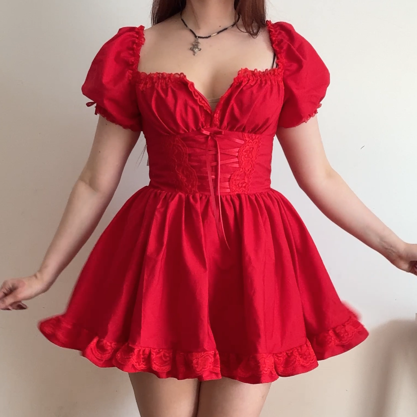 Frilie Dress in Red Cotton [Preorder]