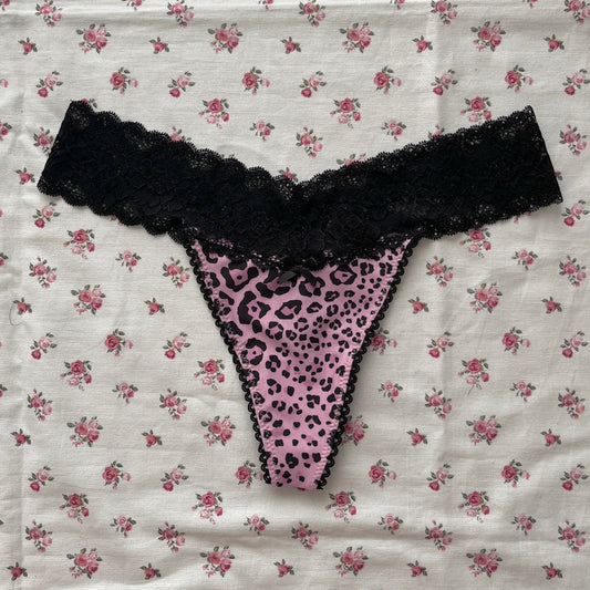 Pink Leopard Thong (M to L)