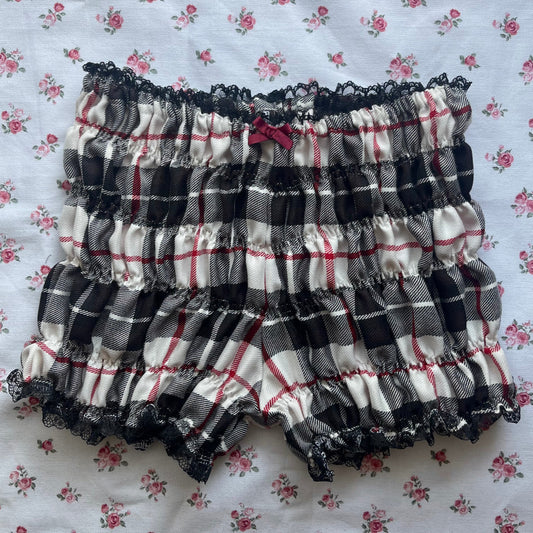 Grey Tartan Shorts - XS/S (minor flaw)