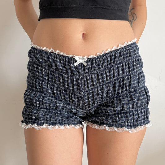 Navy Check Cotton Shorts (XS/S)