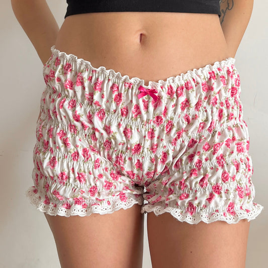 Ivory Cotton Floral Shorts (XS/S)
