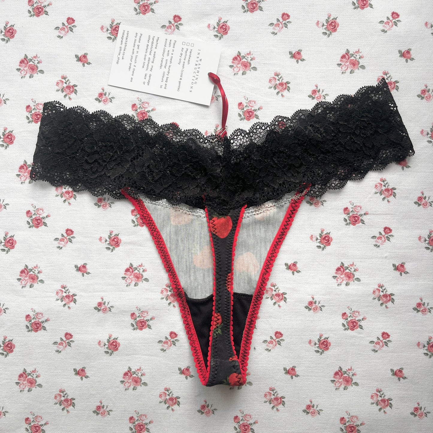 Black Strawberry Thong (S)