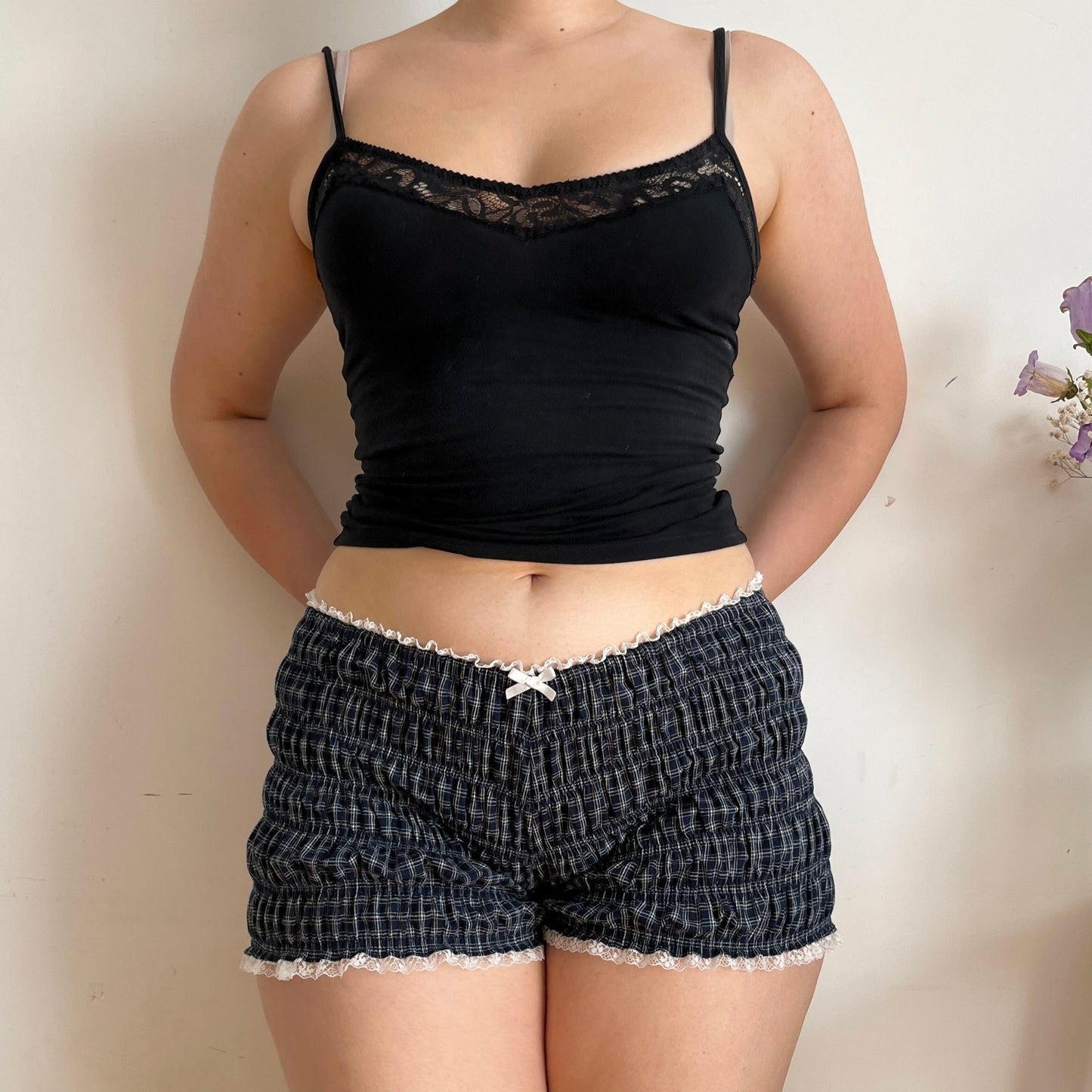 Navy Check Cotton Shorts (XS to L)