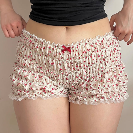 Cream Floral Shorts - XS/S