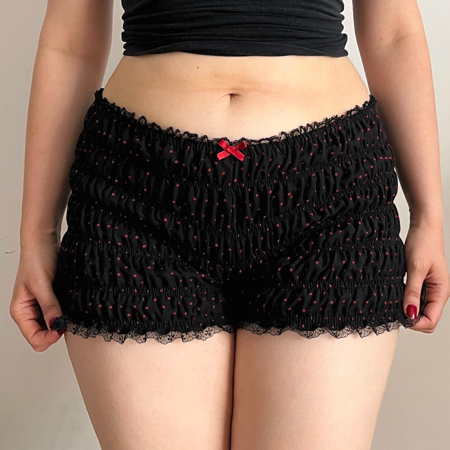 Red Polka Dot Viscose Shorts (XS/S)