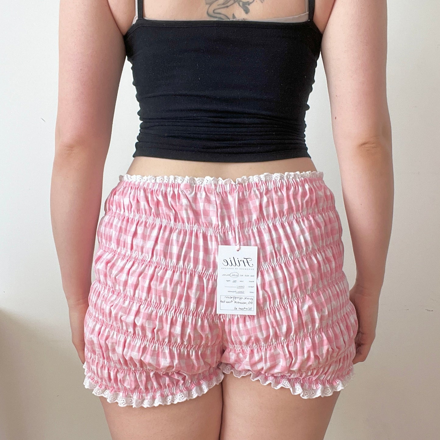 Pink Gingham Cotton Shorts (M to 2XL)
