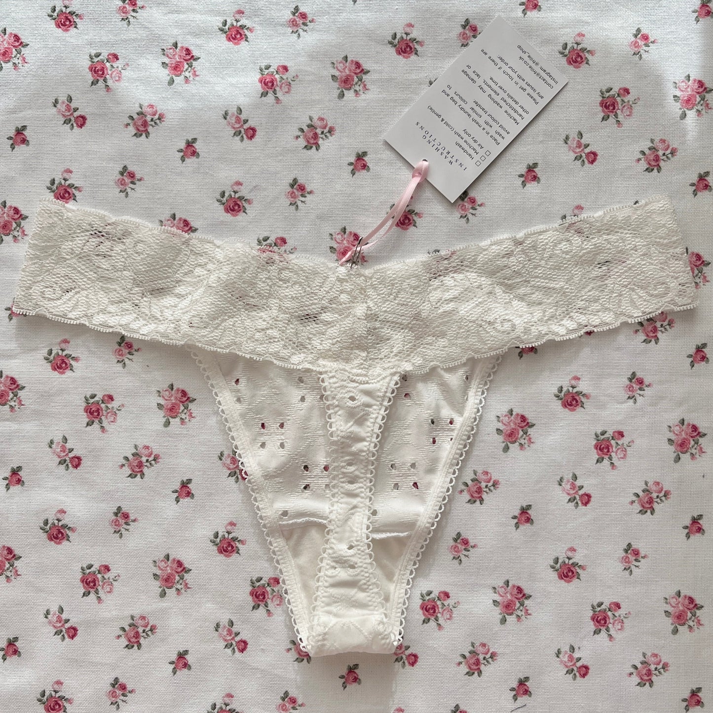 Ivory Broderie Anglaise Thong (XS -M)