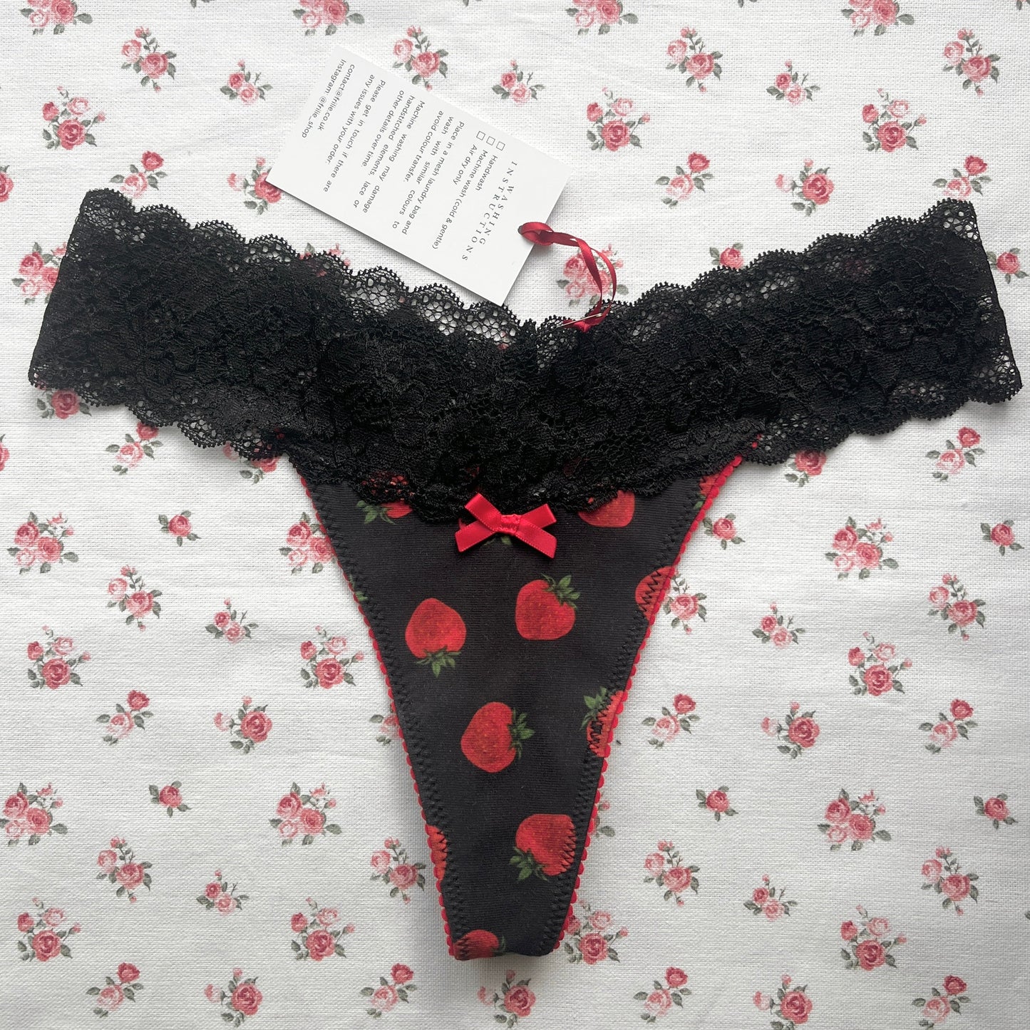 Black Strawberry Thong (S)