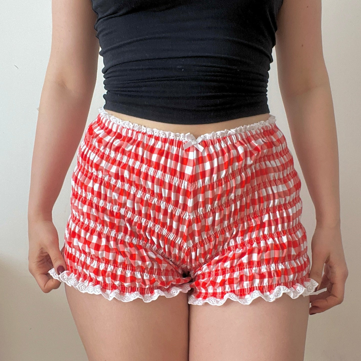 Gingham Cotton Jersey Shorts (L/XL)