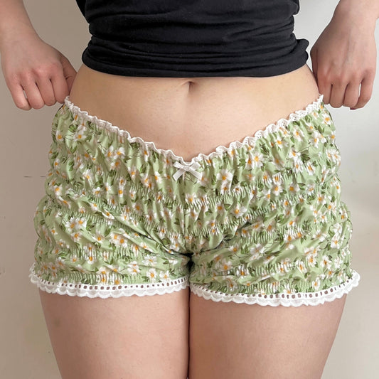 Green Daisy Shorts - XS/S