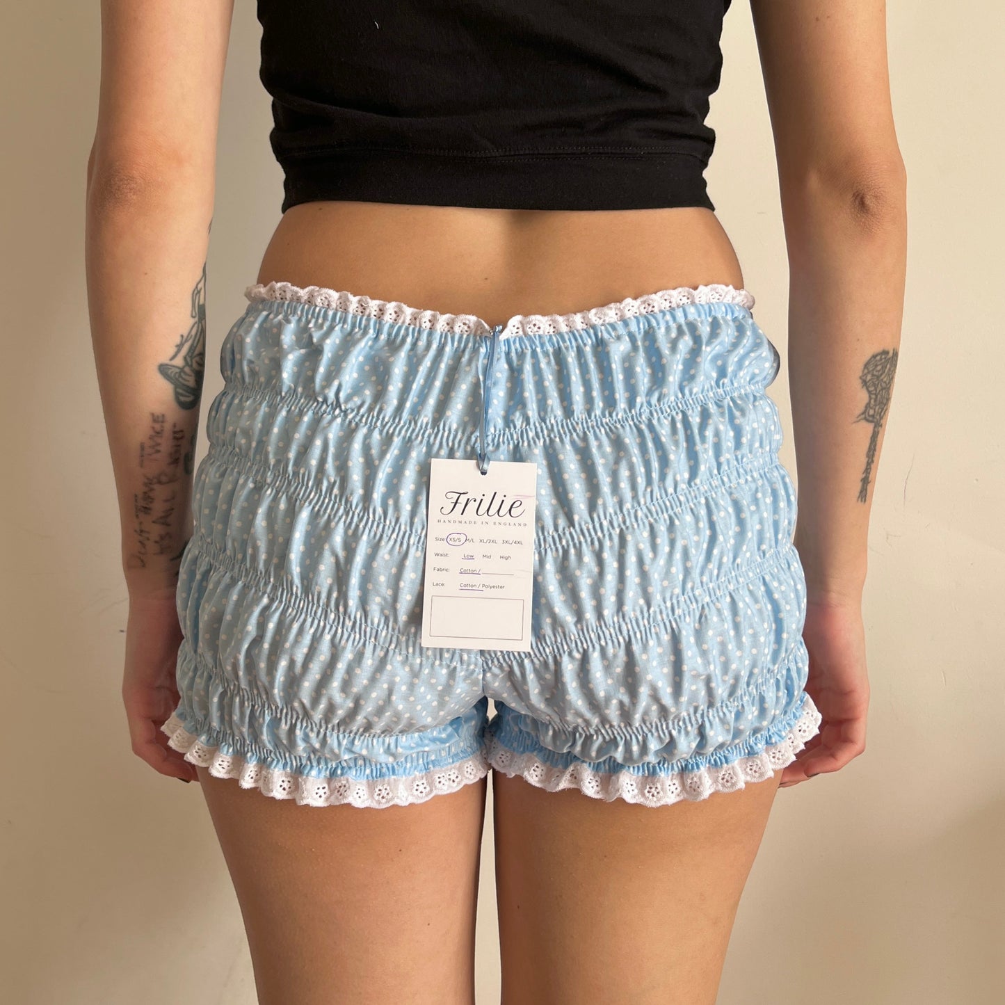 Blue Polka Dot Cotton Shorts (XS/S)