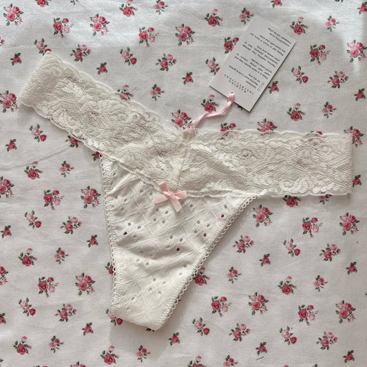 Ivory Broderie Anglaise Thong (XS -M)