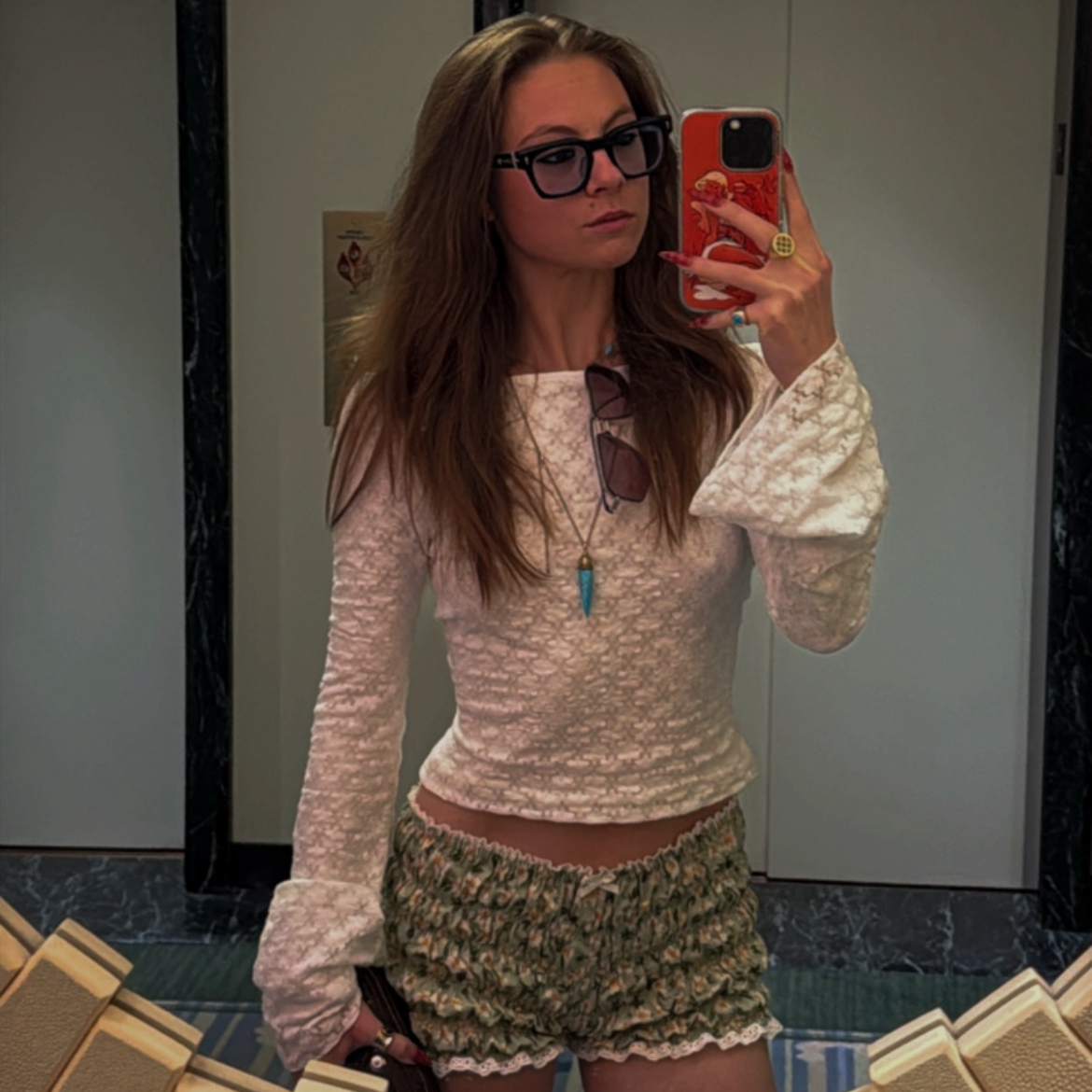 Green Cotton Daisy Shorts (XS/S)