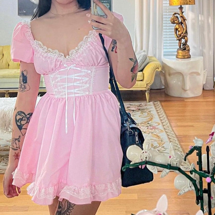 Frilie Dress in Pink Cotton [Preorder]